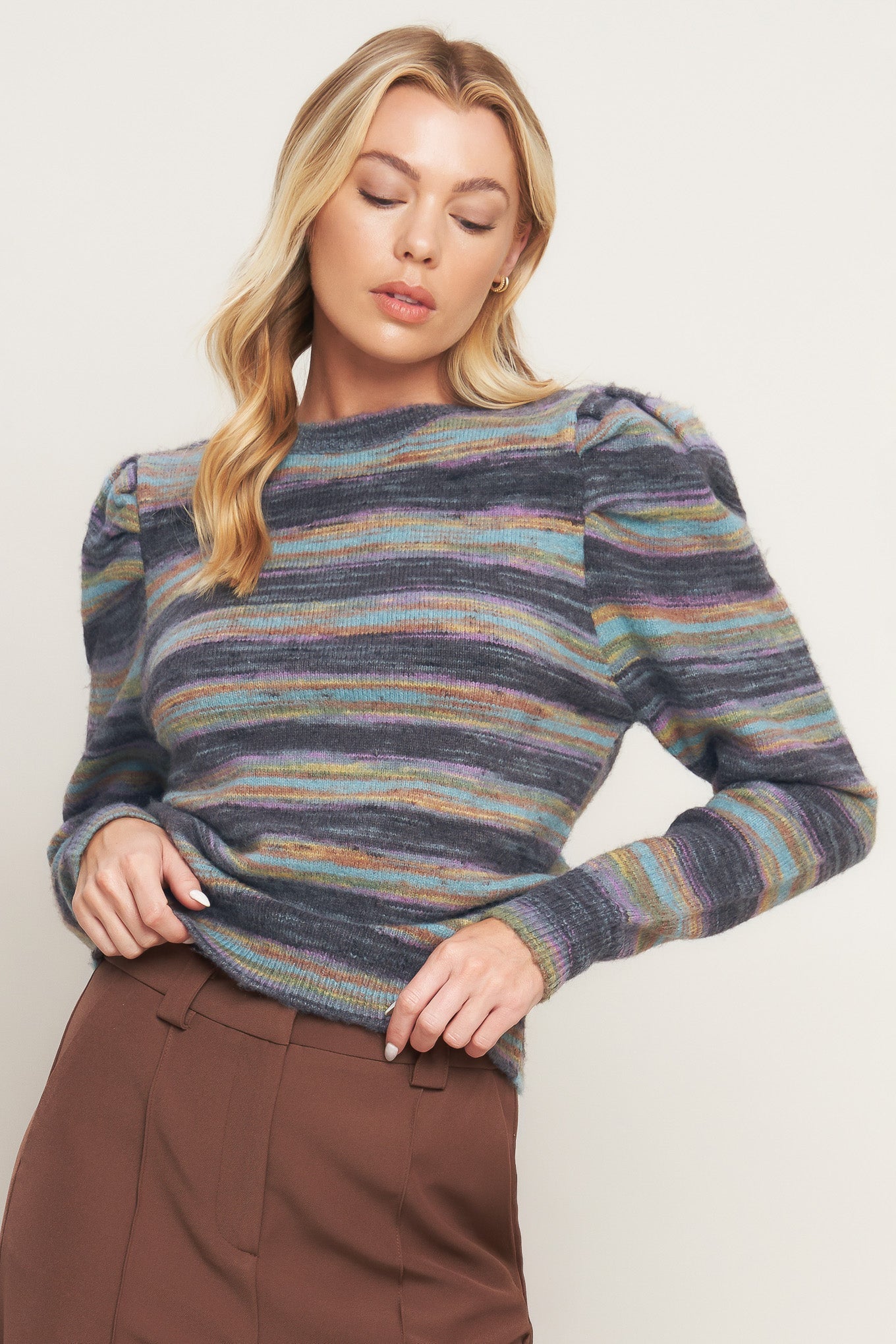 Deluxe Desire Sweater Top Textured High Neck Elegance Flying Tomato