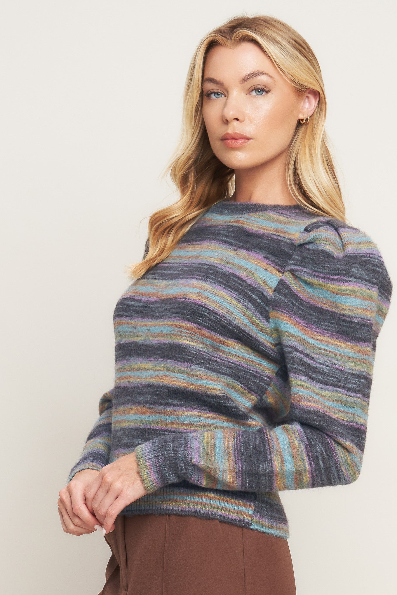 Deluxe Desire Sweater Top Textured High Neck Elegance Flying Tomato