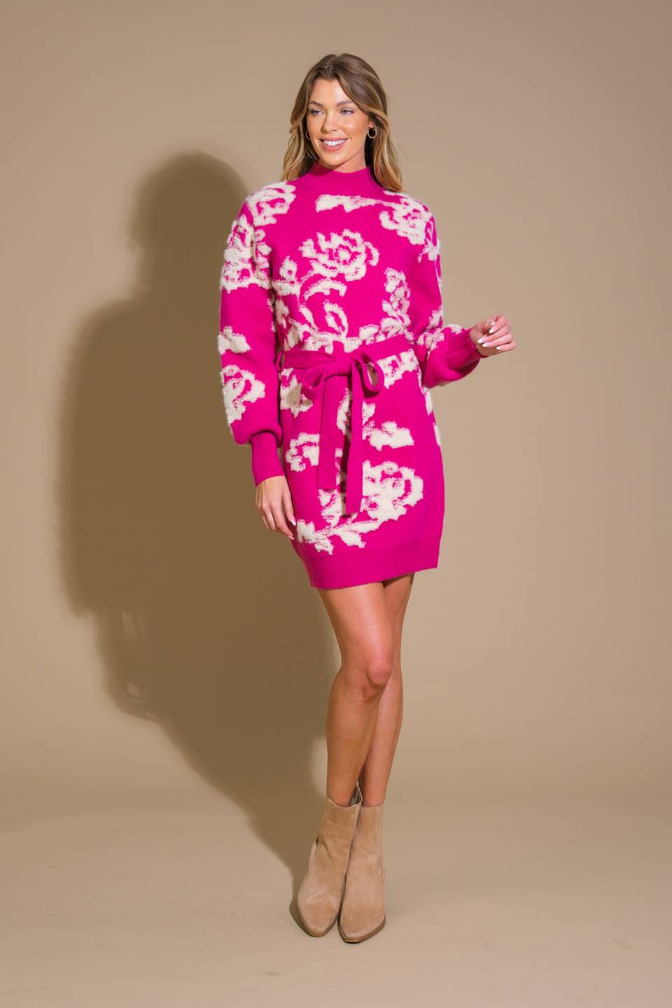 HEART ON DISPLAY SWEATER MINI DRESS Flying Tomato