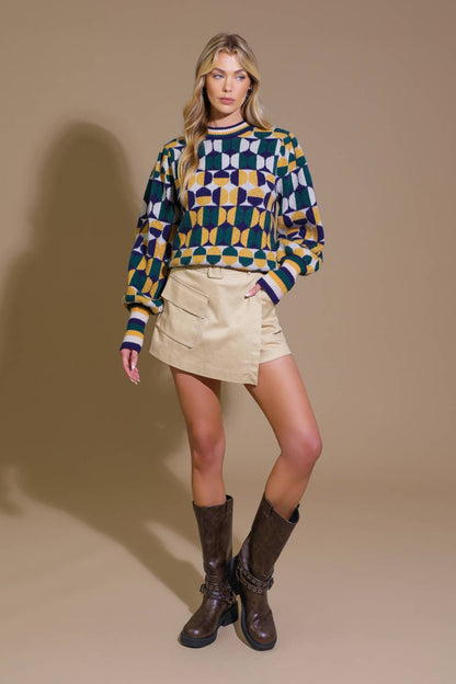 CHEER YOU ON JACQUARD SWEATER TOP