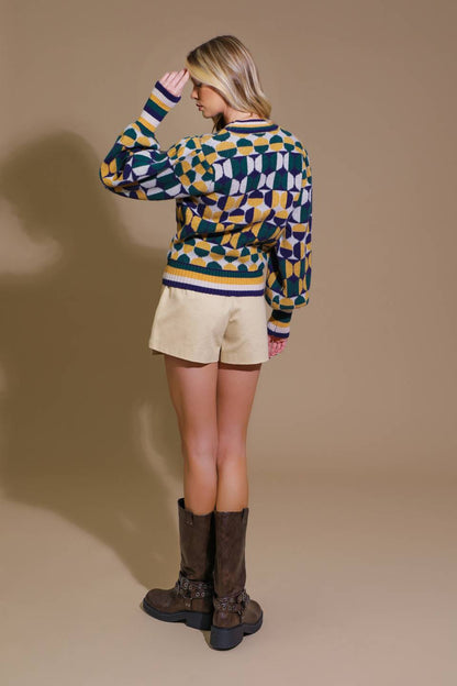 CHEER YOU ON JACQUARD SWEATER TOP