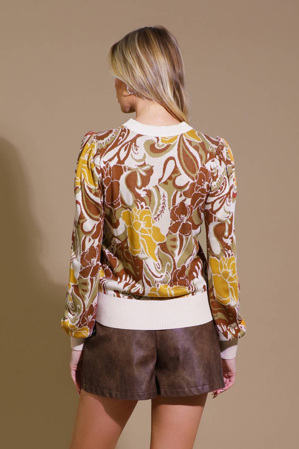 KEEPING TABS JACQUARD PULLOVER SWEATER TOP Flying Tomato