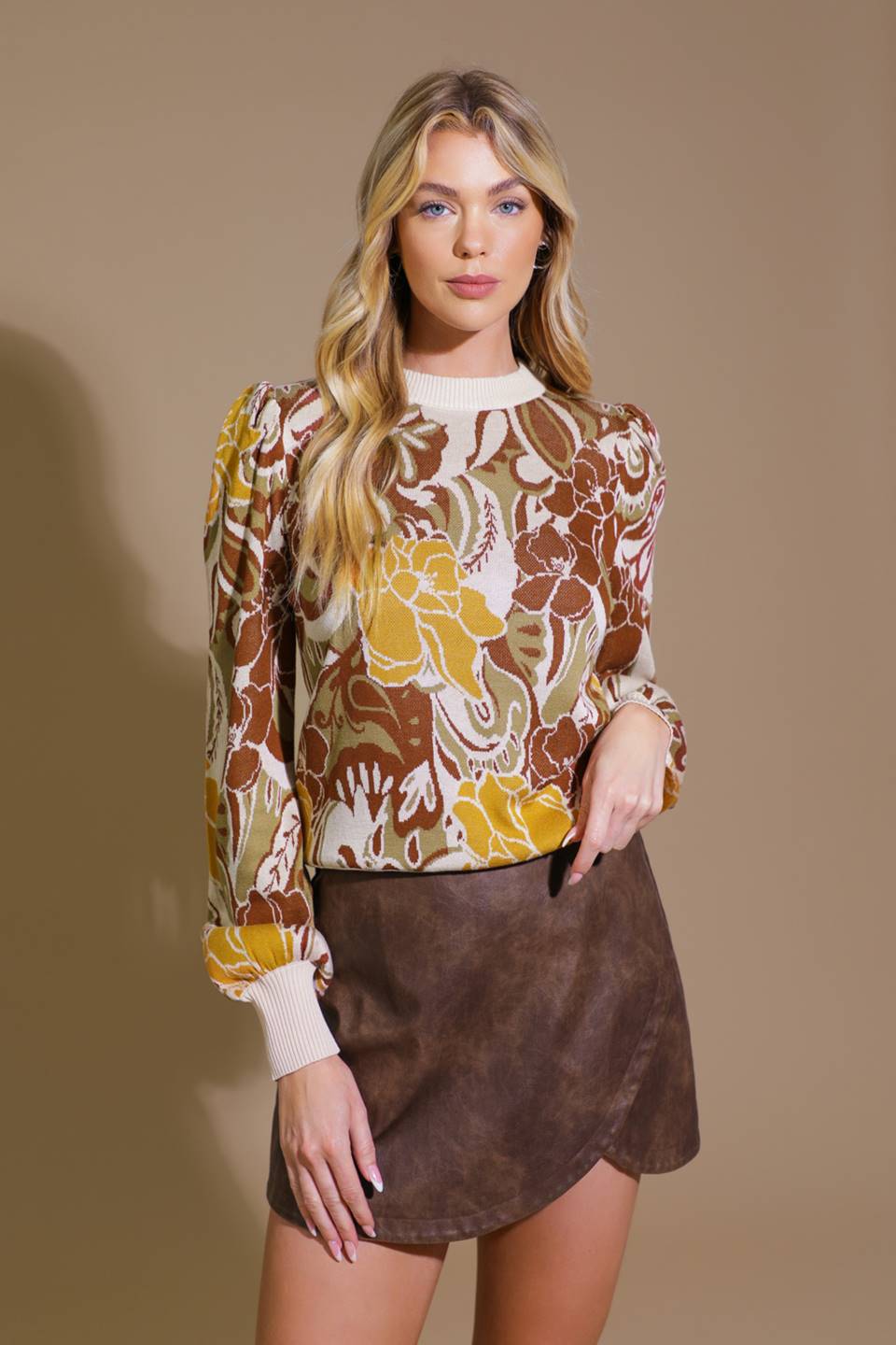 KEEPING TABS JACQUARD PULLOVER SWEATER TOP Flying Tomato