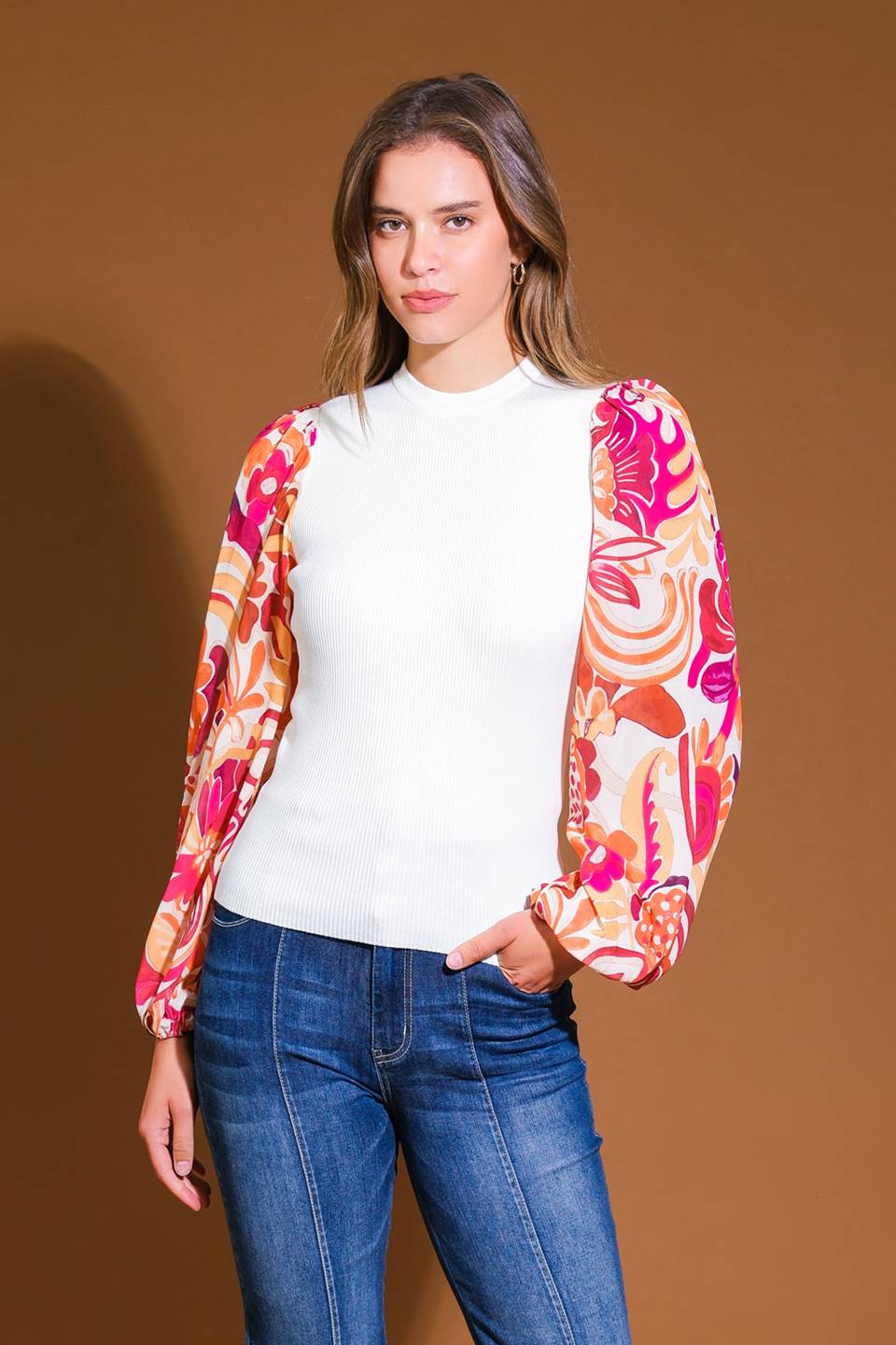 MAJESTIC FLOW SWEATER WOVEN TOP Flying Tomato