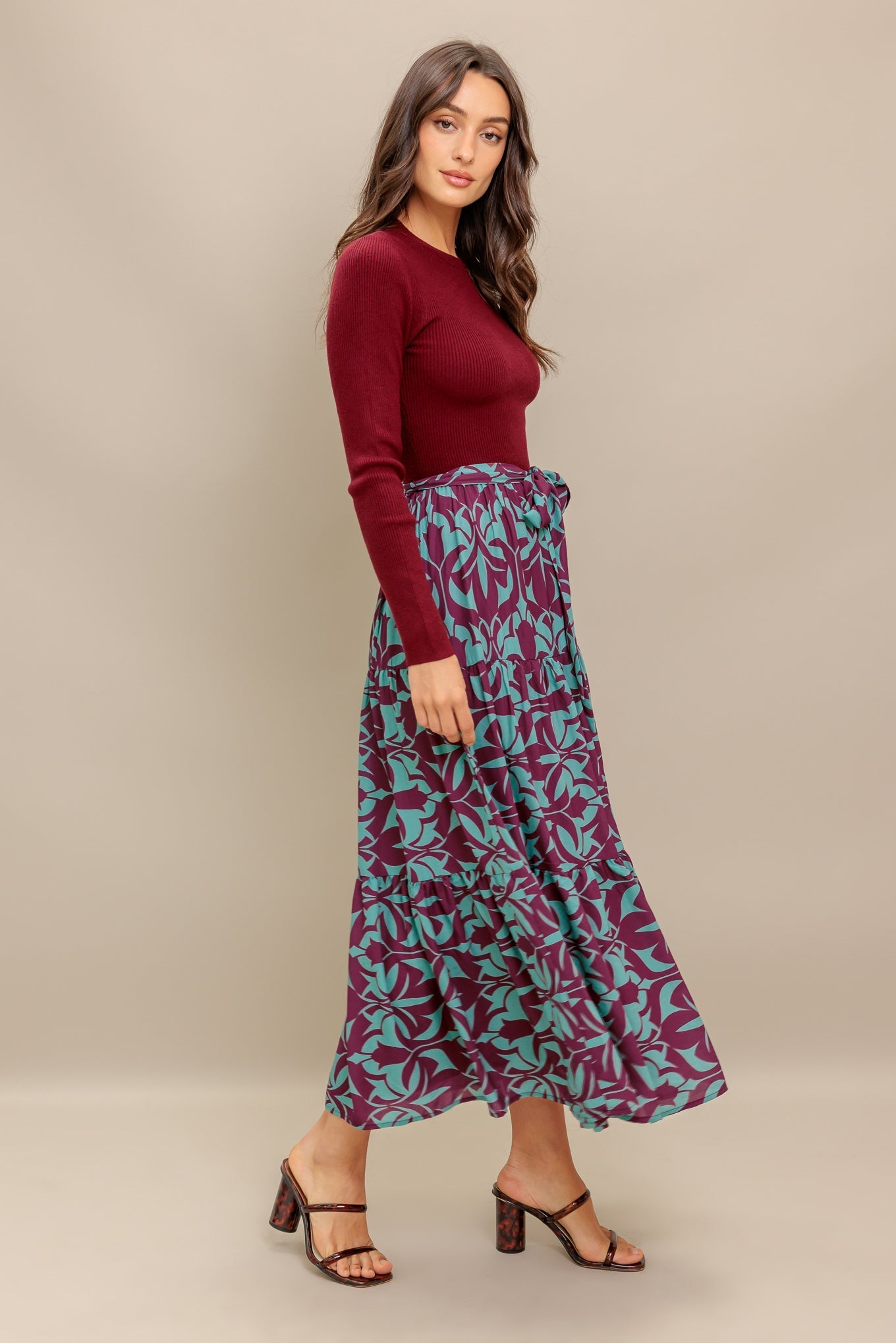 SANGRIA BLOOM WOVEN MIDI DRESS Flying Tomato
