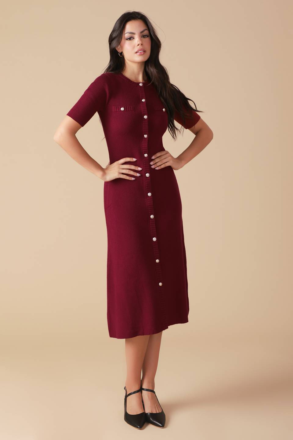 Urban Elegance Sweater Midi Dress for Stylish Comfort