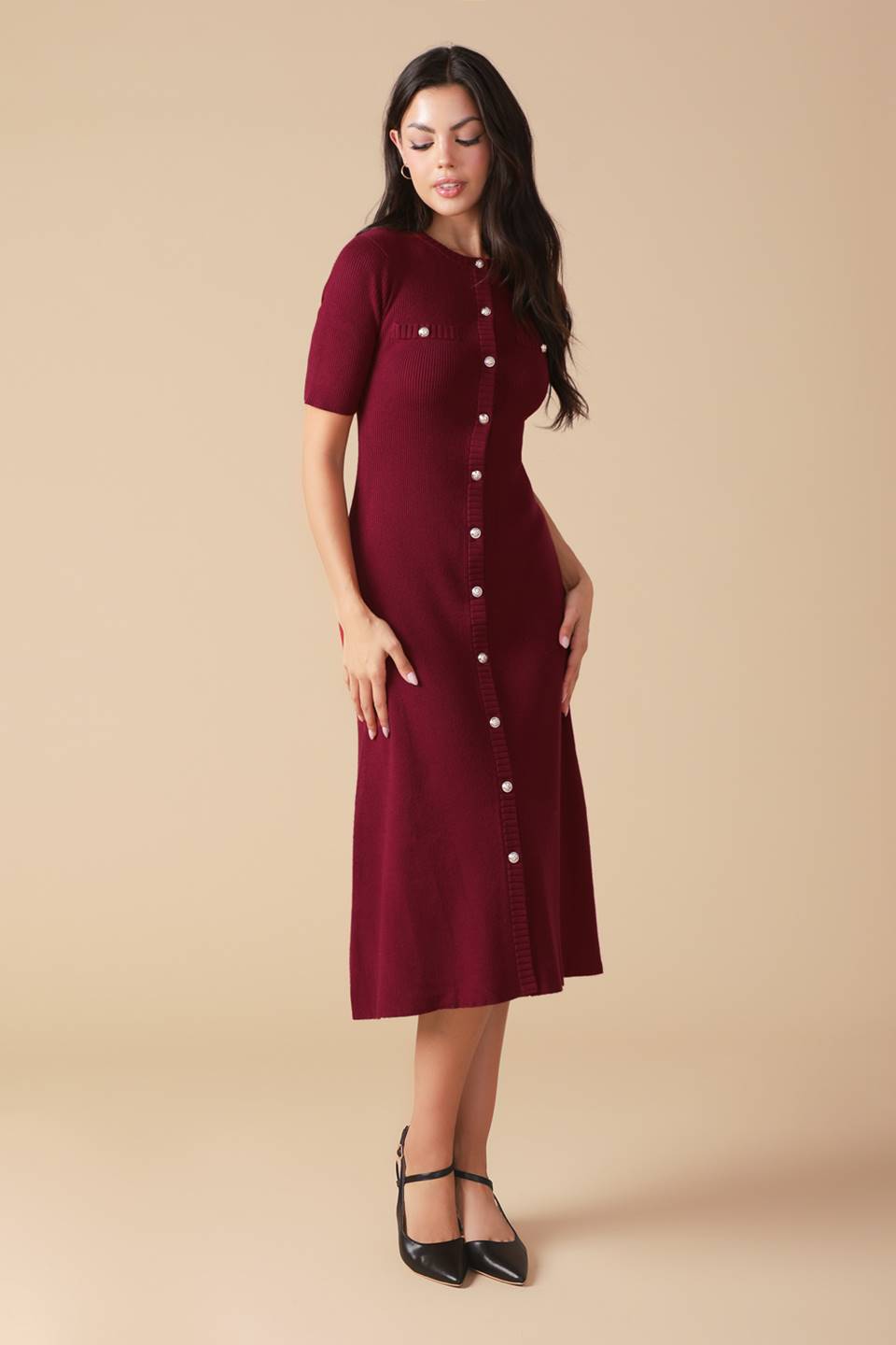 Urban Elegance Sweater Midi Dress for Stylish Comfort