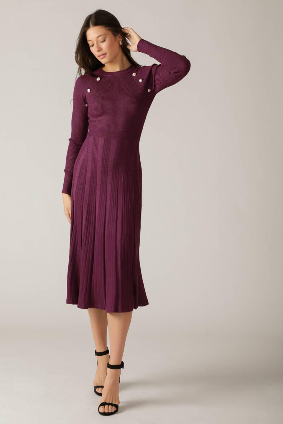 Close-up of the Flying Tomato High Standards Sweater Midi Dress knit fabric, highlighting its soft texture and quality.