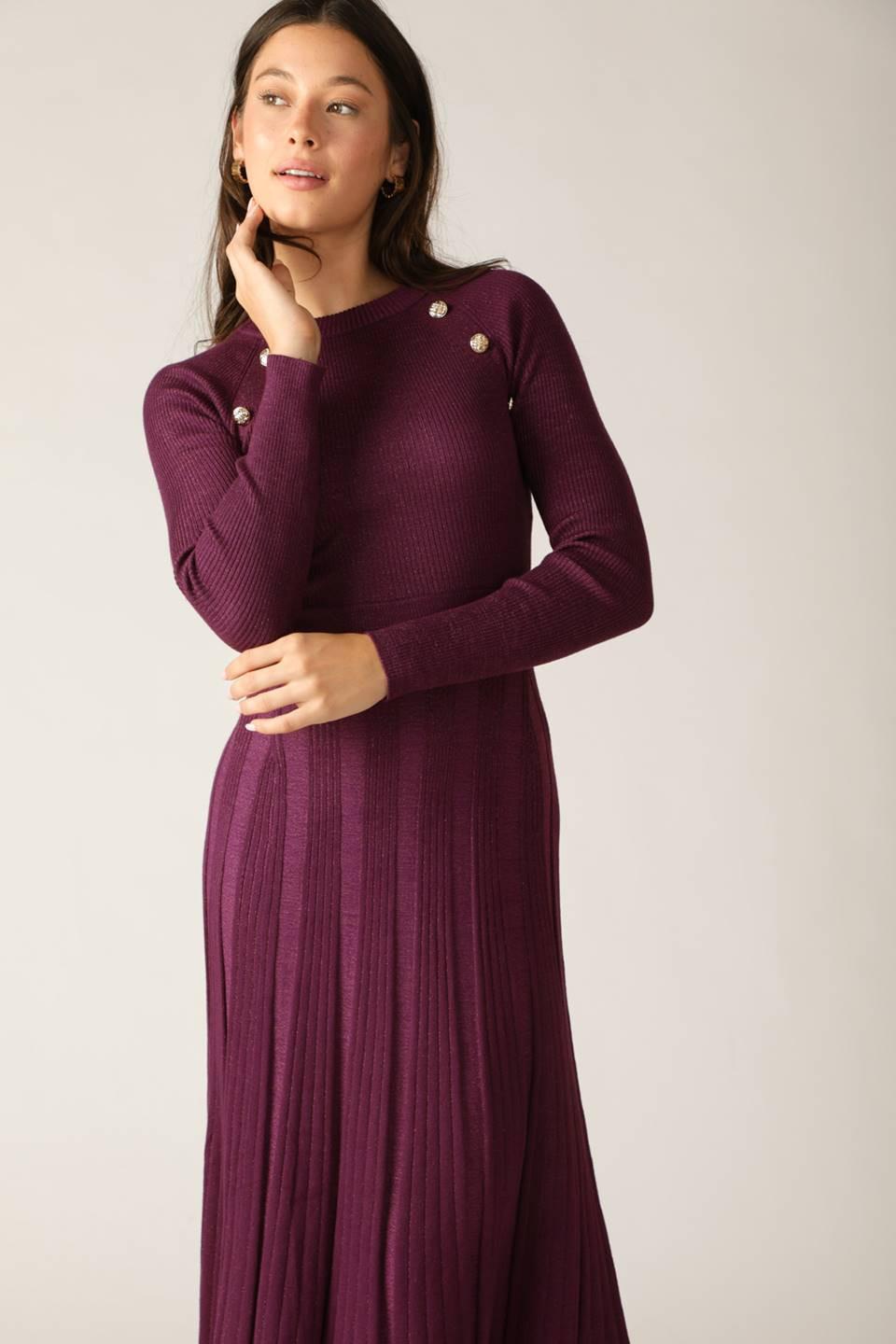 Flying Tomato High Standards Sweater Midi Dress displayed flat, showcasing its true color and elegant, comfortable design.