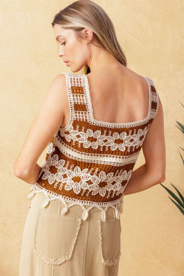 CROCHET DREAMS SQUARE NECK TOP