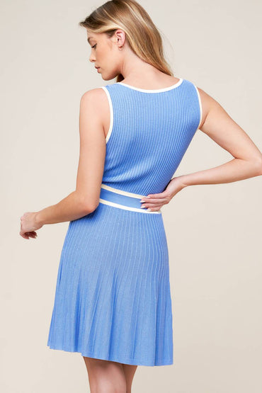 Endlessly Darling Blue Sweater Mini Dress for Women