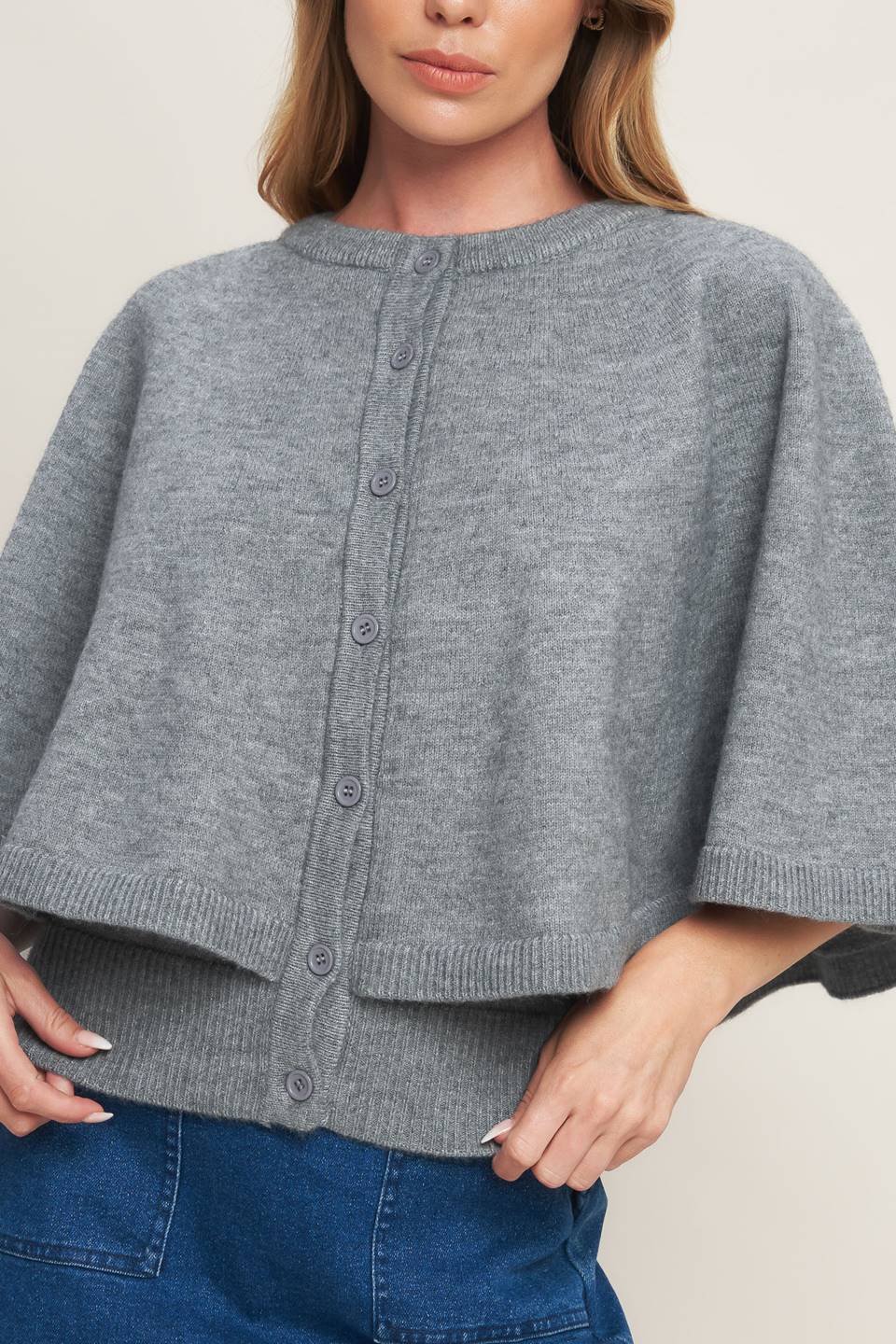 MISTY SHAWL CAPELET SWEATER Flying Tomato