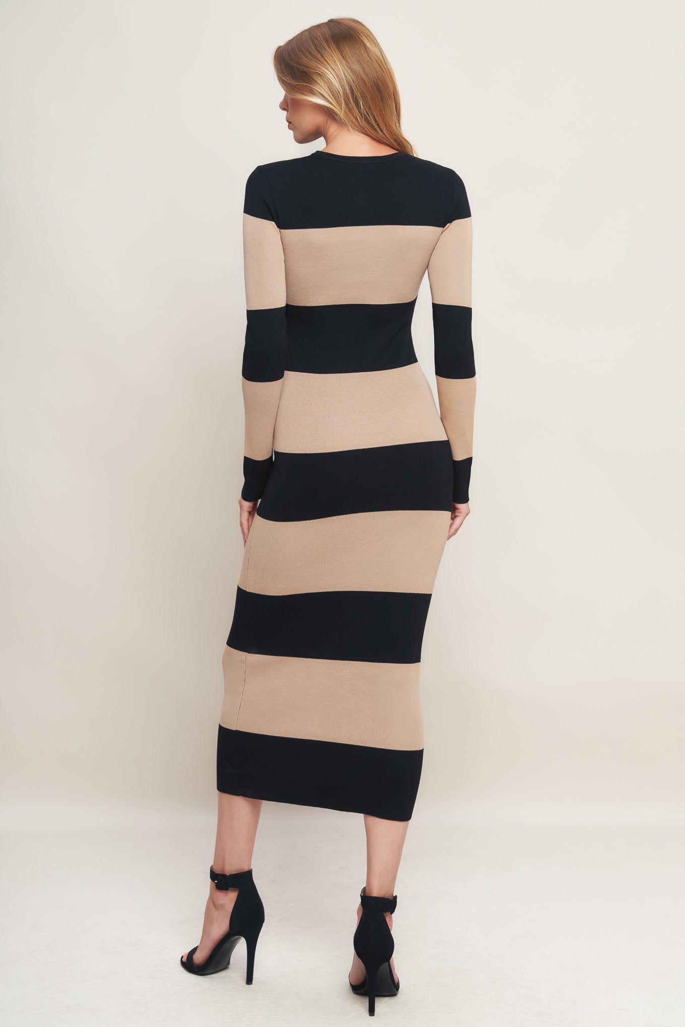 MODERN ATTITUDE STRIIP SWEATER MIDI DRESS Flying Tomato