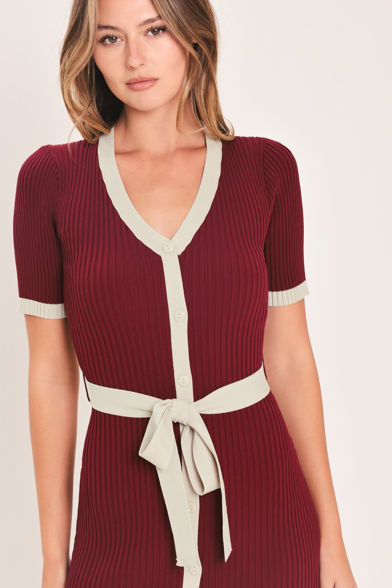 SWEETEST SEASON BUTTON DOWN SWEATER MIDI DRESS