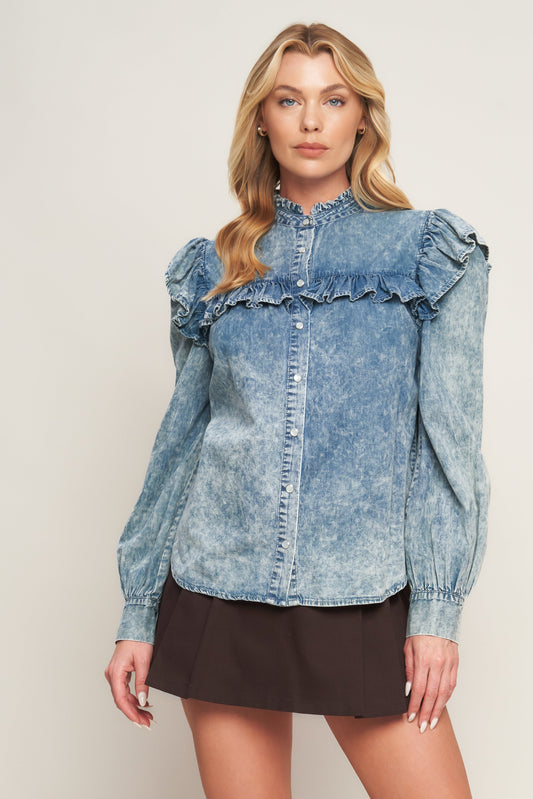 WESTERN CHIC DENIM TOP Flying Tomato