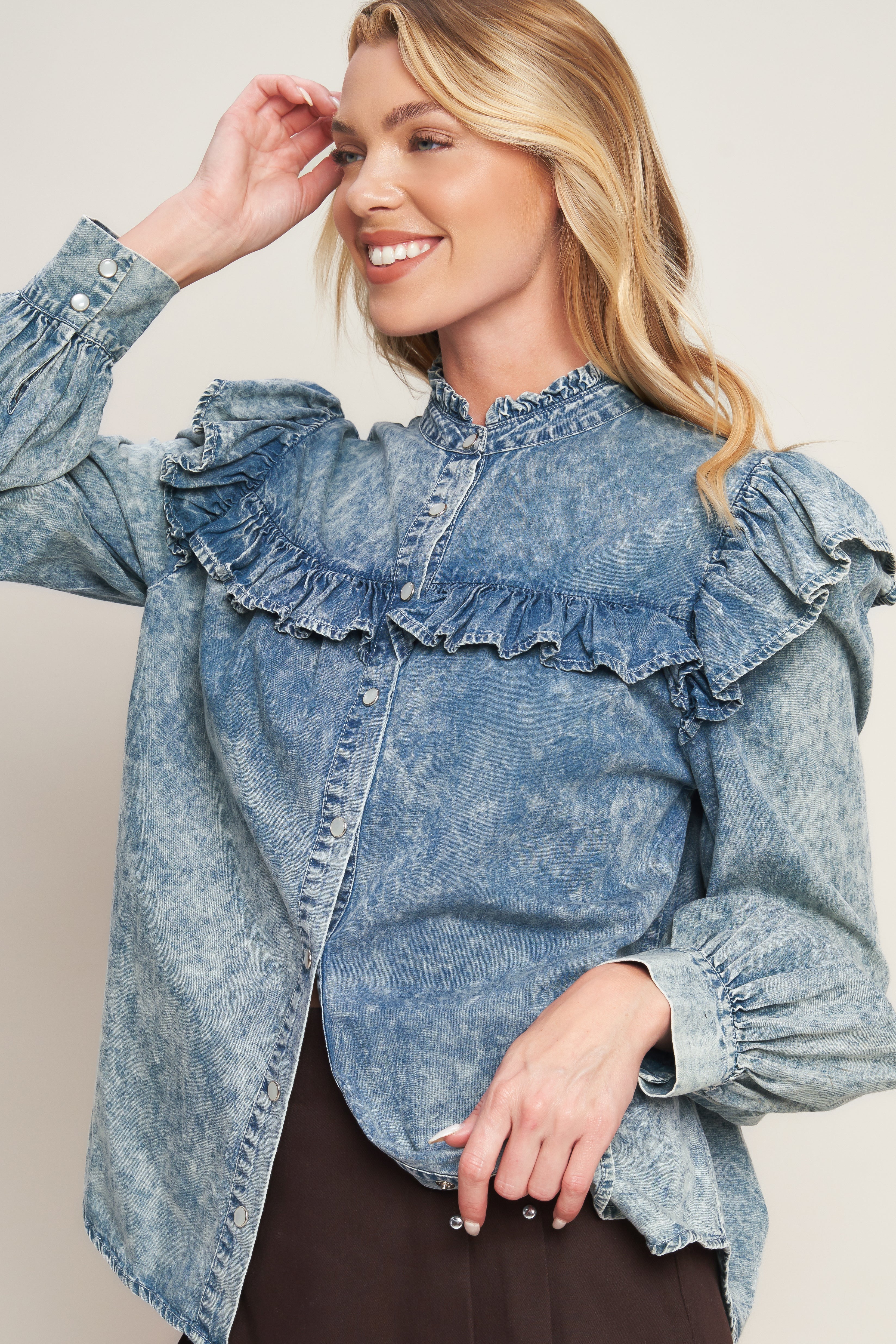 WESTERN CHIC DENIM TOP Flying Tomato