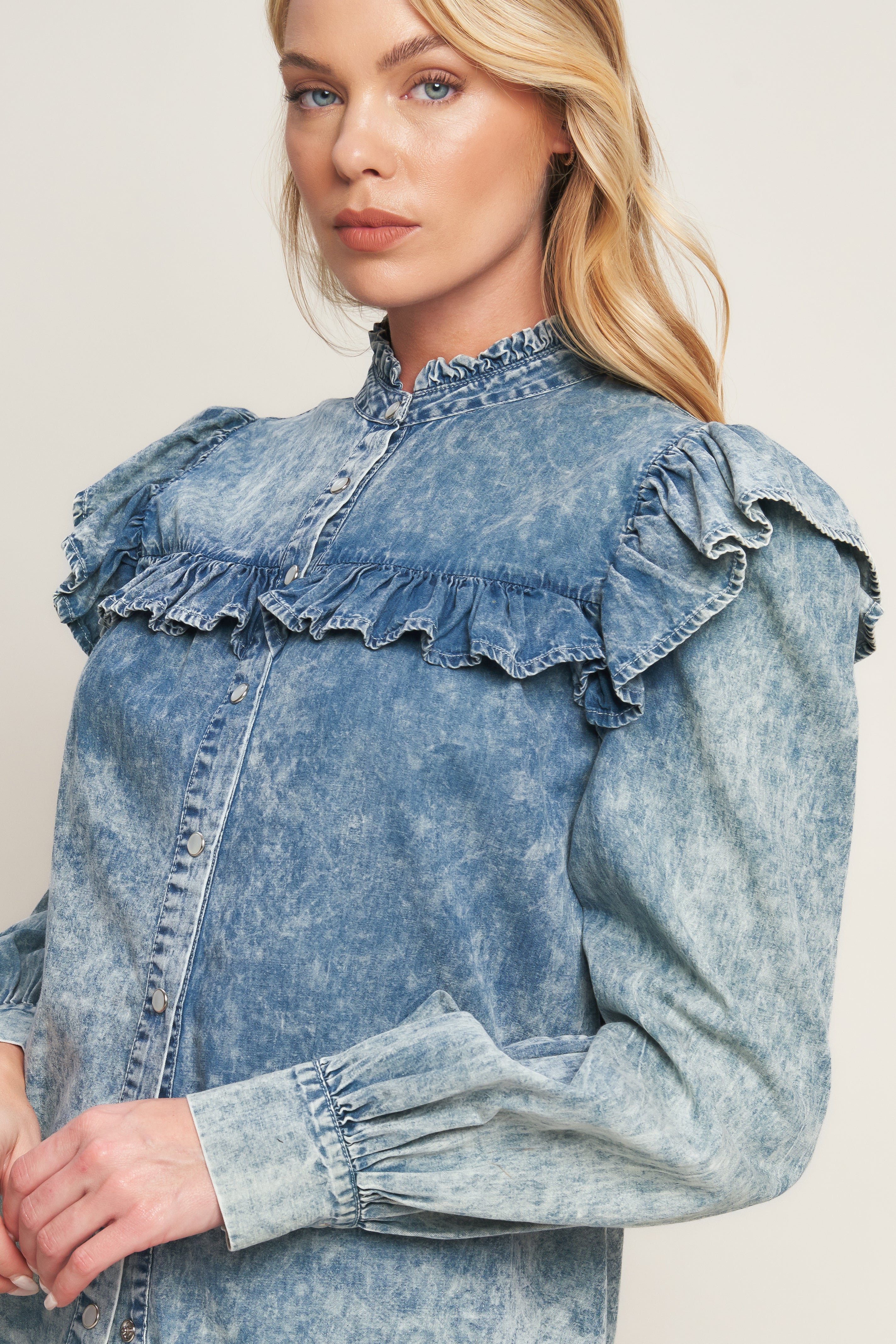 WESTERN CHIC DENIM TOP Flying Tomato