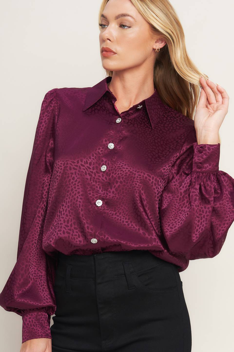 SCARLET LEOPARD WOVEN TOP Flying Tomato