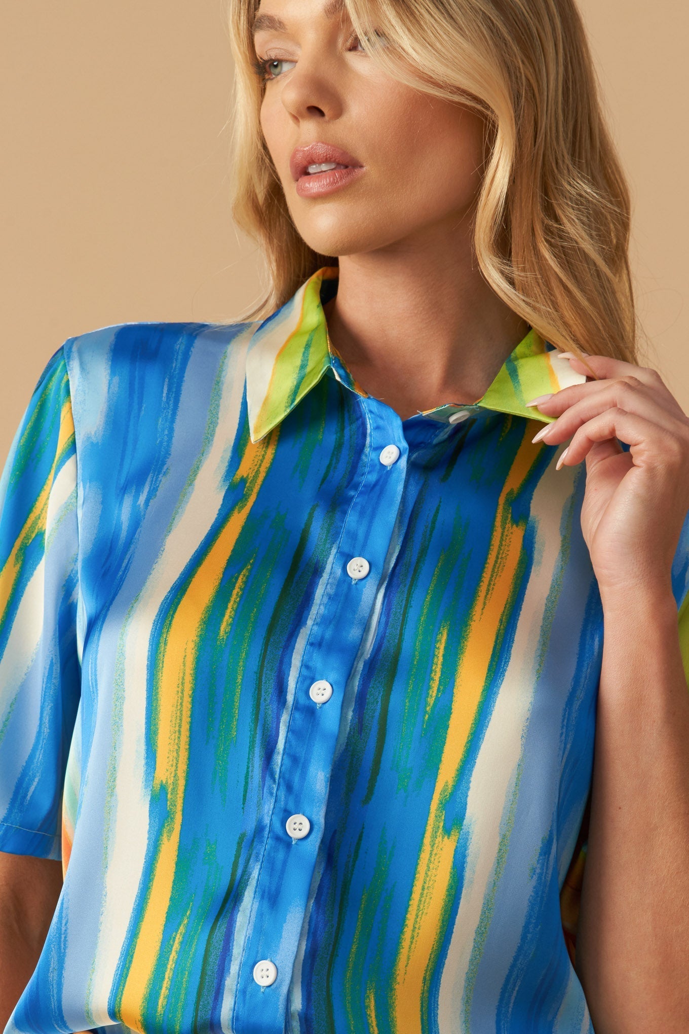 TAKE ME DANCING WOVEN SATIN TOP Flying Tomato