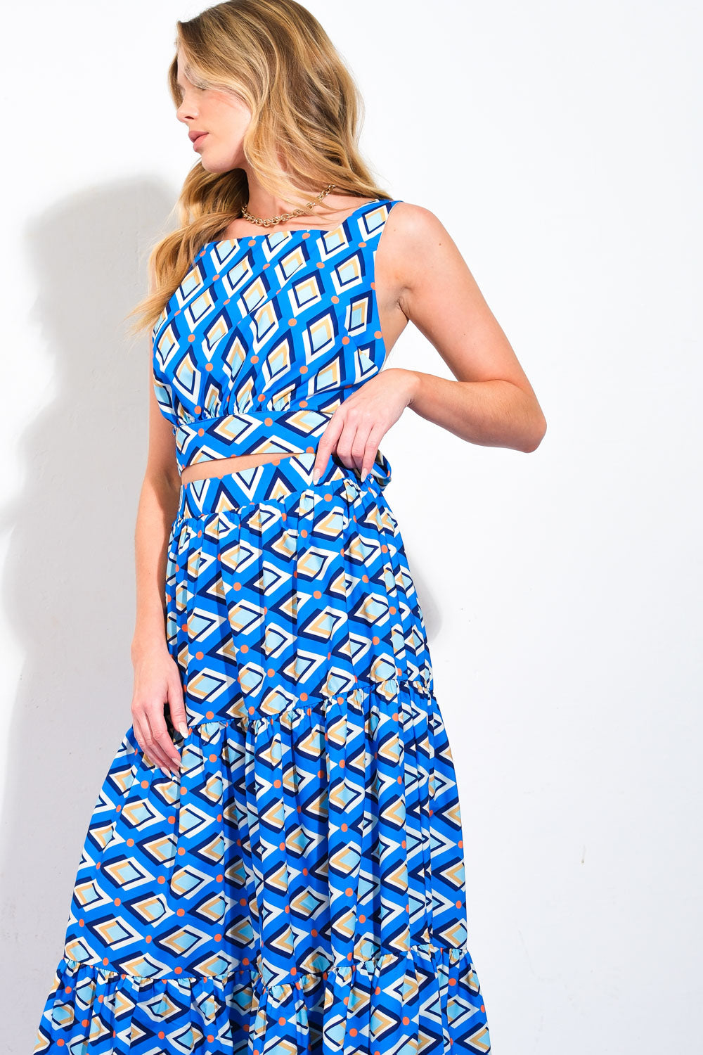 SUMMER JOURNEY WOVEN TOP AND SKIRT SET Flying Tomato