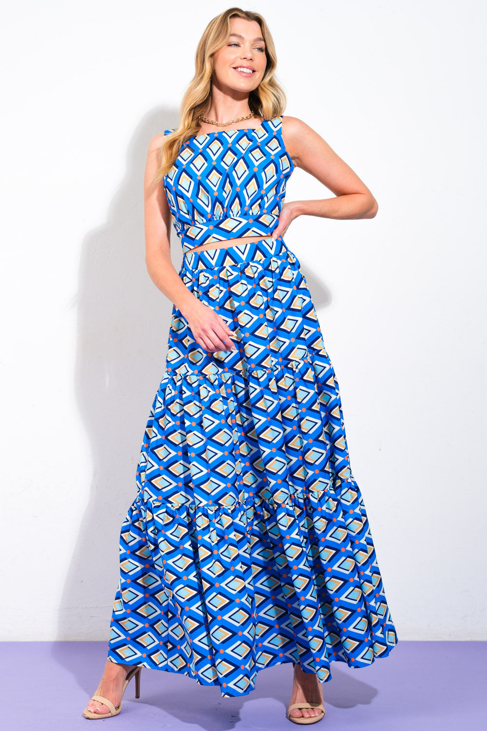 SUMMER JOURNEY WOVEN TOP AND SKIRT SET Flying Tomato