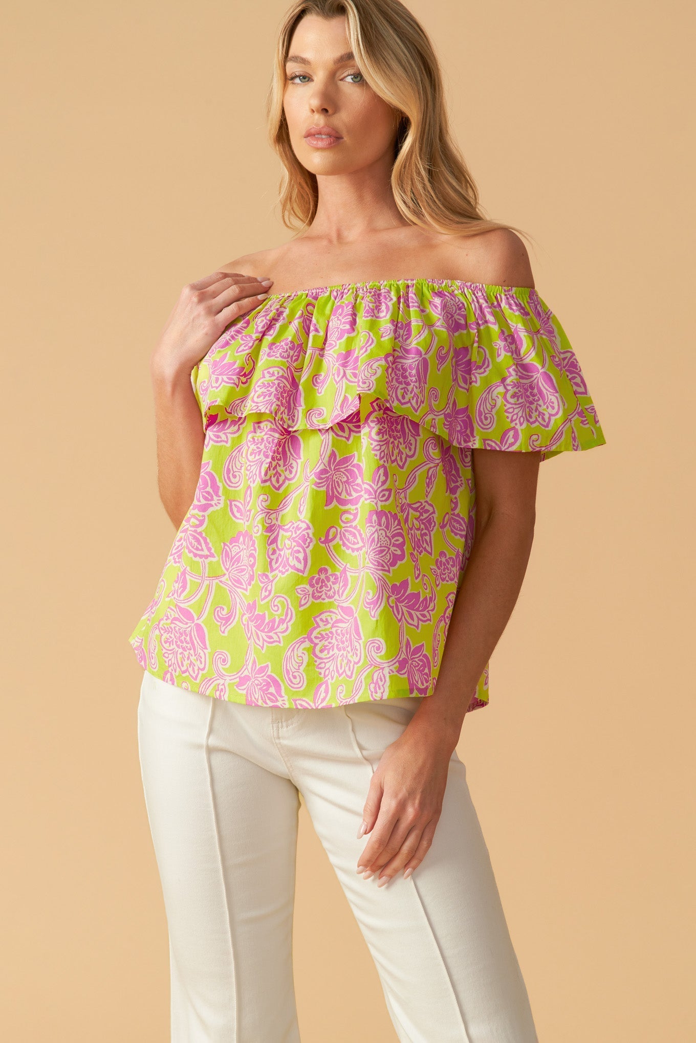 FIND ME UNDER THE PALMS WOVEN TOP Flying Tomato