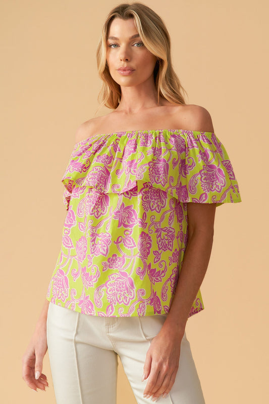 FIND ME UNDER THE PALMS WOVEN TOP Flying Tomato