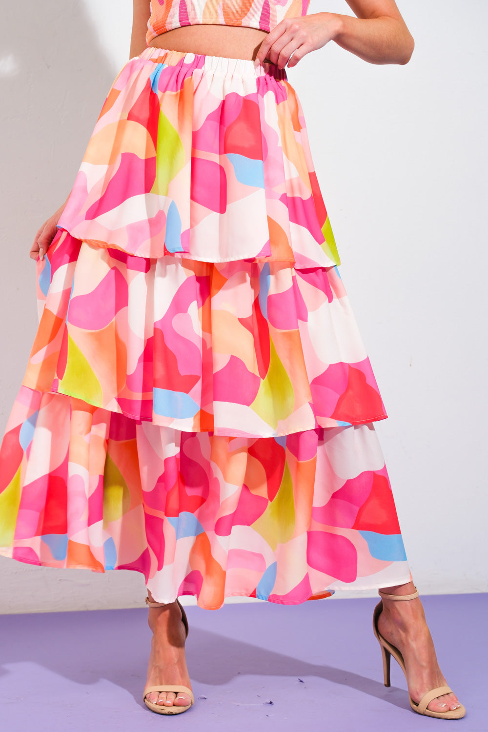 ABSOLUTE EDGE PINK WOVEN TOP AND SKIRT Flying Tomato