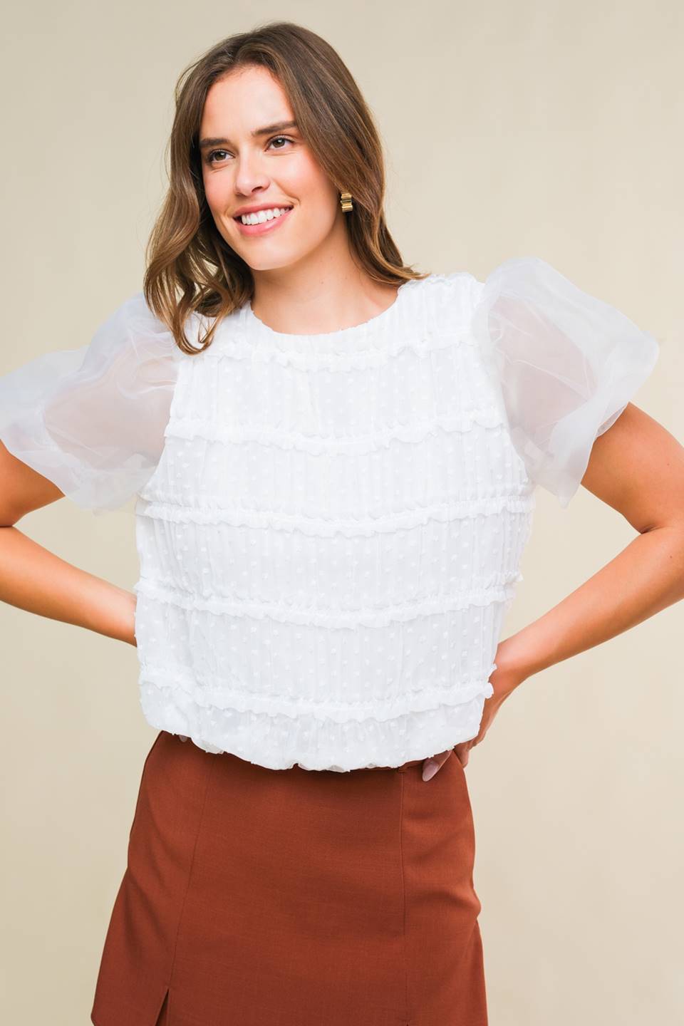 DESTINED TO IMPRESS WOVEN TOP