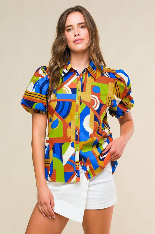 Flying Tomato HEART ON DISPLAY WOVEN TOP, a stylish woven top with a unique heart pattern, offering quality and comfort for d