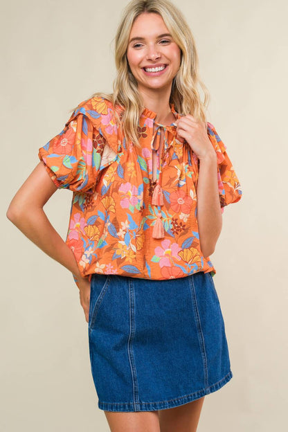 TOTAL FRILL WOVEN TOP