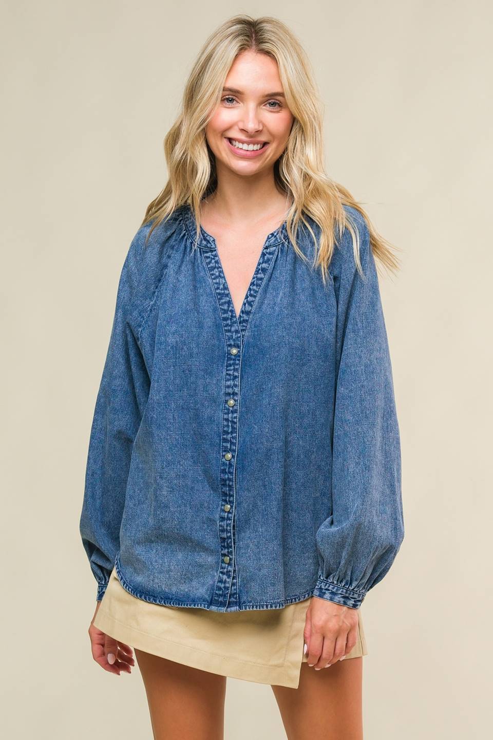 MUSING ABOUT YOU DENIM TOP Flying Tomato