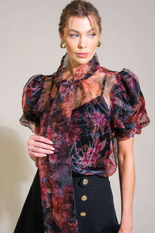 SEASIDE SERENITY FLORAL WOVEN TOP Flying Tomato