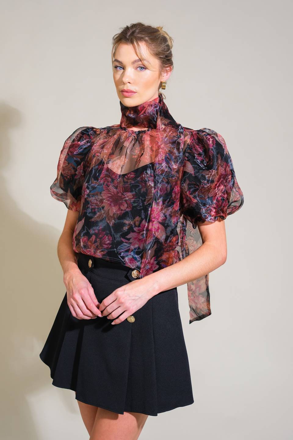 SEASIDE SERENITY FLORAL WOVEN TOP Flying Tomato