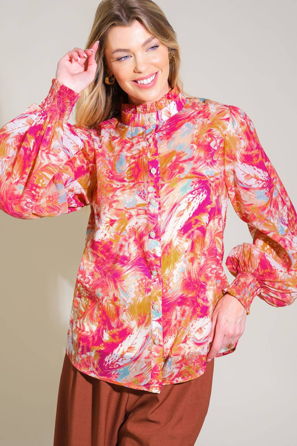 SEASONAL MOVES WOVEN TOP Flying Tomato