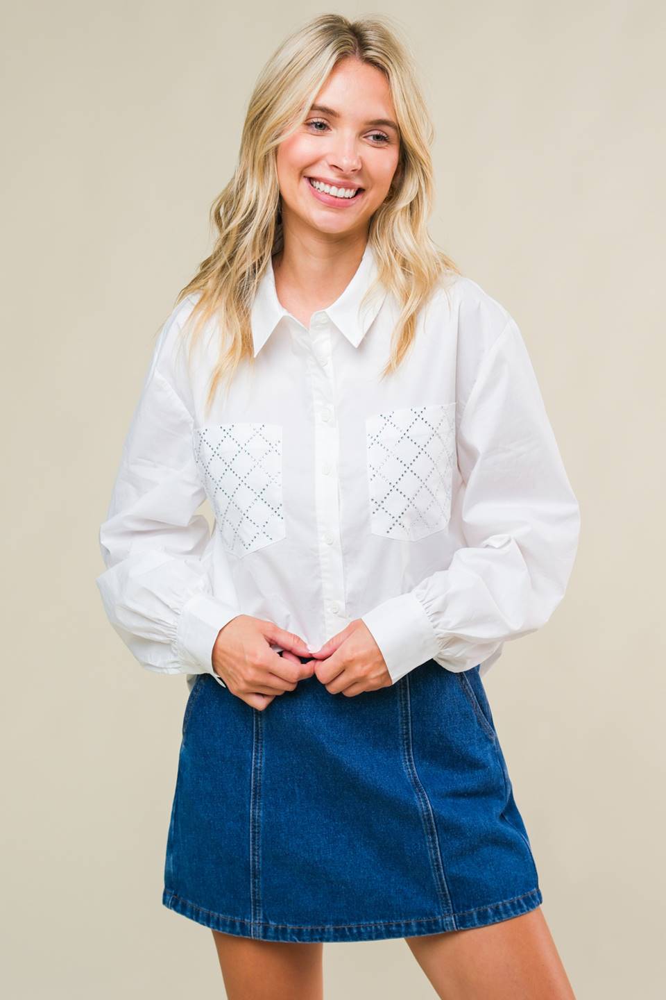 REFINED BREEZE BUTTON-UP TOP