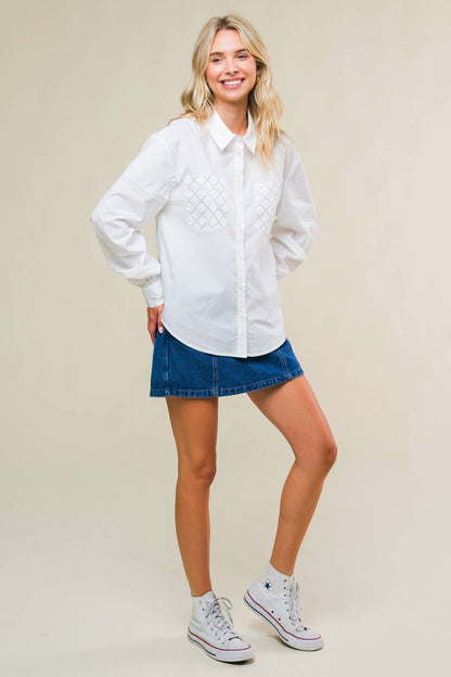 REFINED BREEZE BUTTON-UP TOP