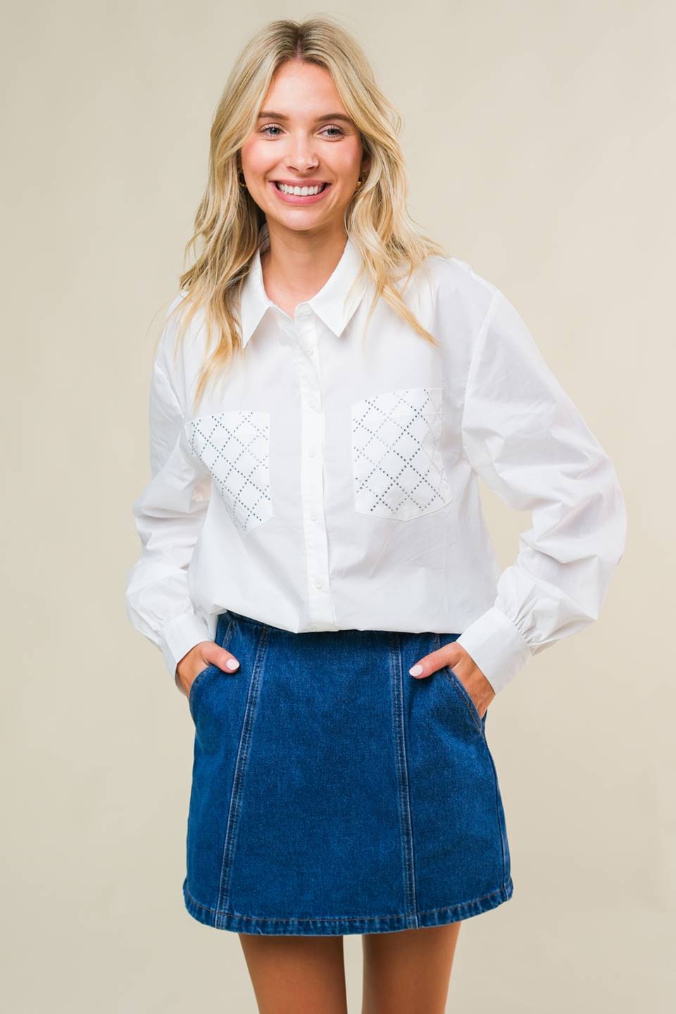 REFINED BREEZE BUTTON-UP TOP