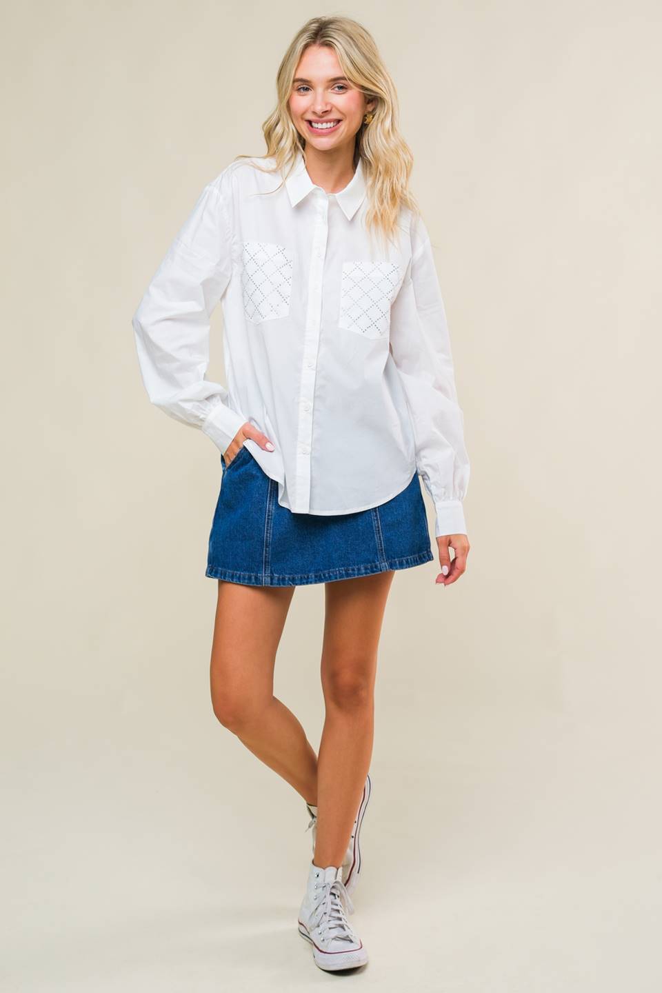 REFINED BREEZE BUTTON-UP TOP