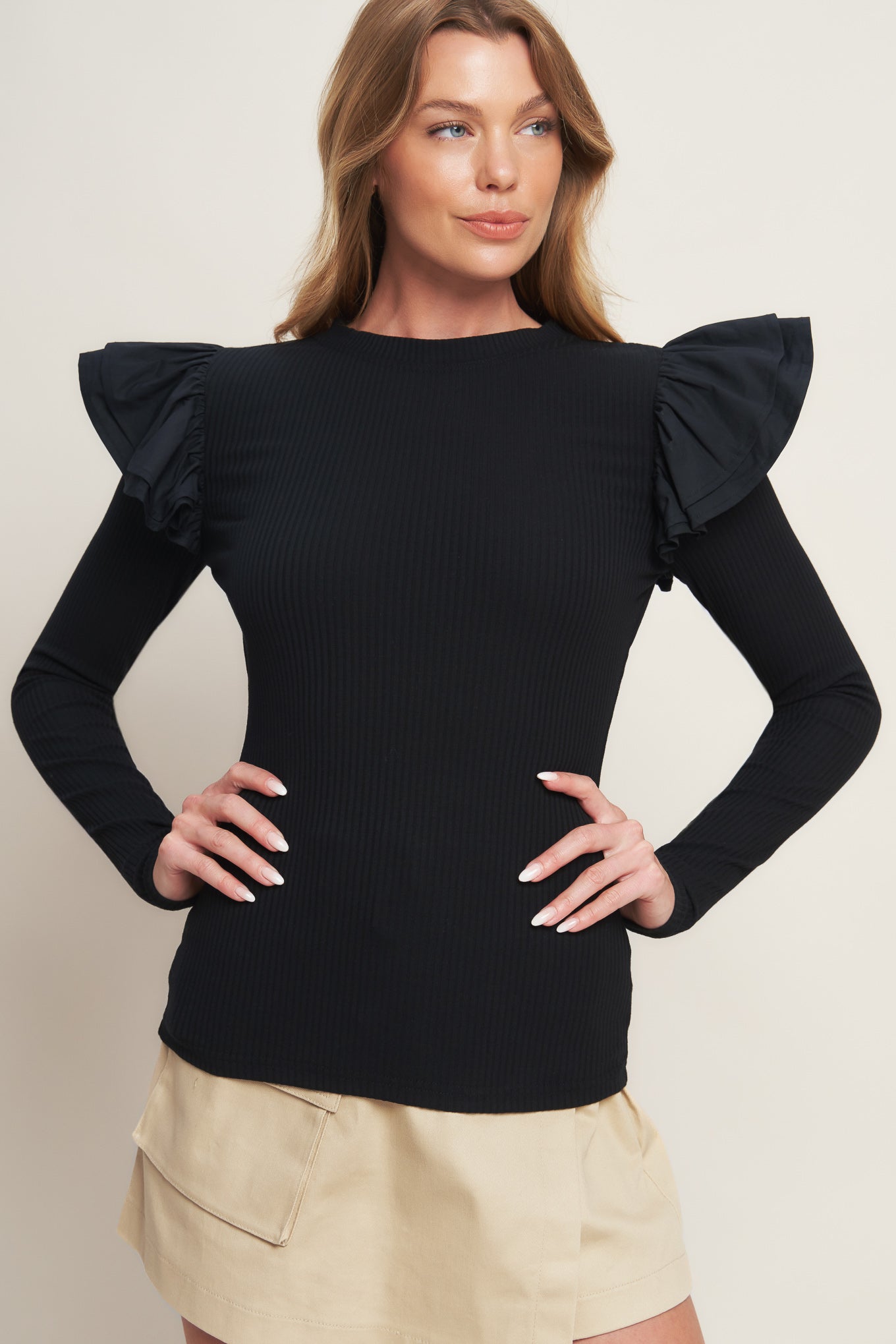 HAPPIEST HERE BLACK KNIT TOP Flying Tomato