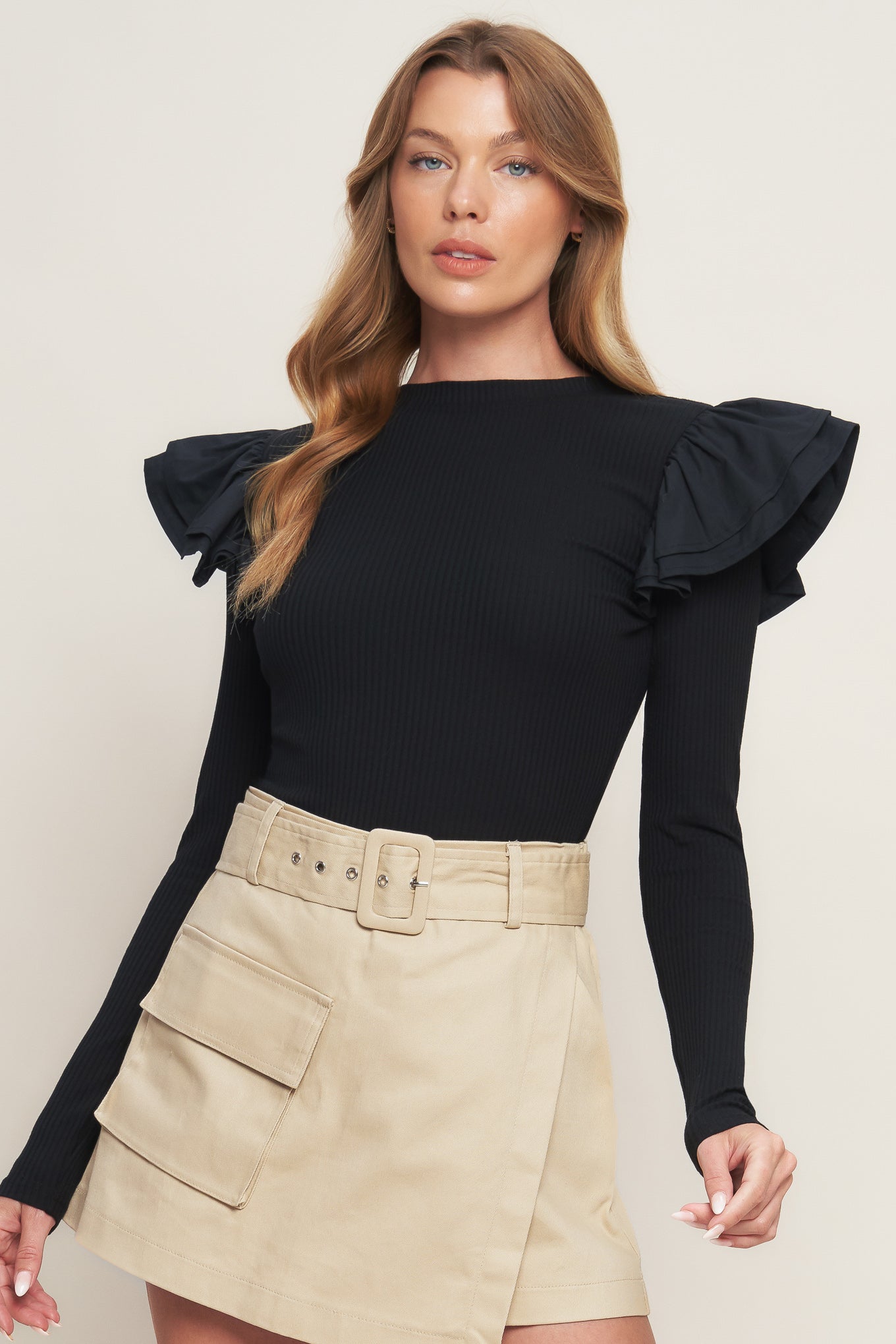 HAPPIEST HERE BLACK KNIT TOP Flying Tomato