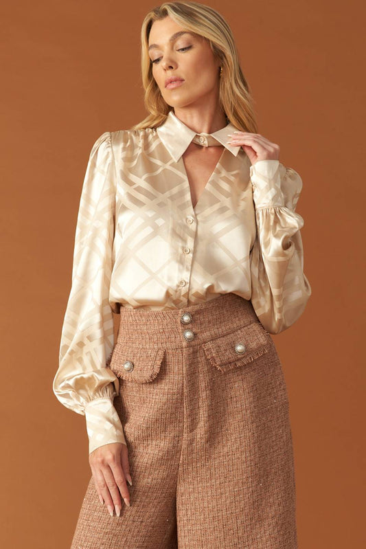 THE ART OF BALANCE WOVEN SATIN TOP Flying Tomato