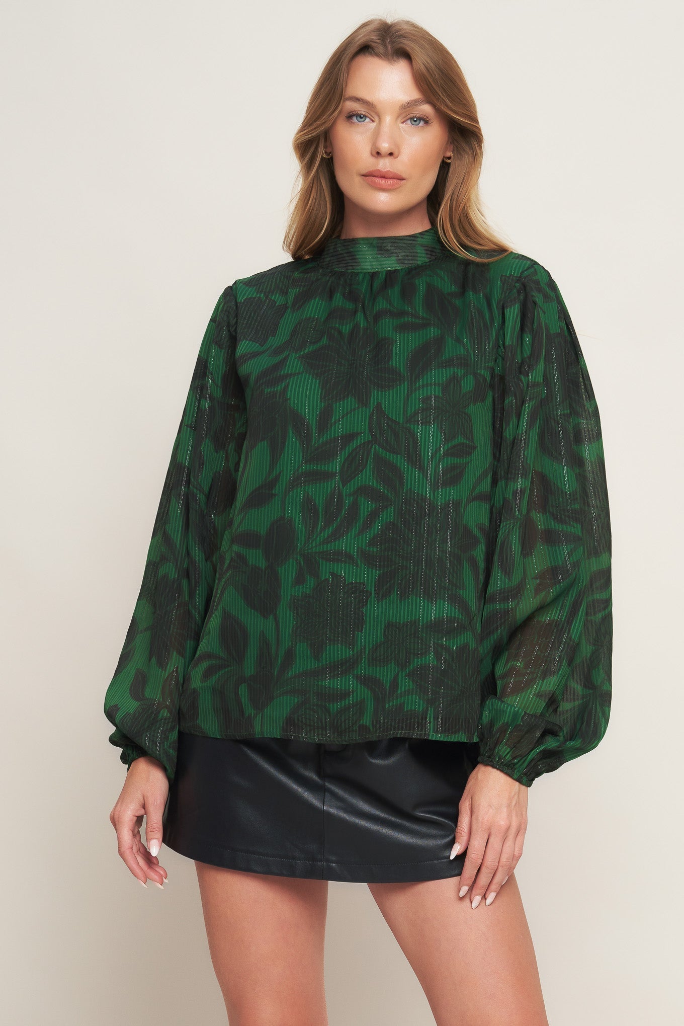 NOIR LEAF GREEN WOVEN TOP Flying Tomato