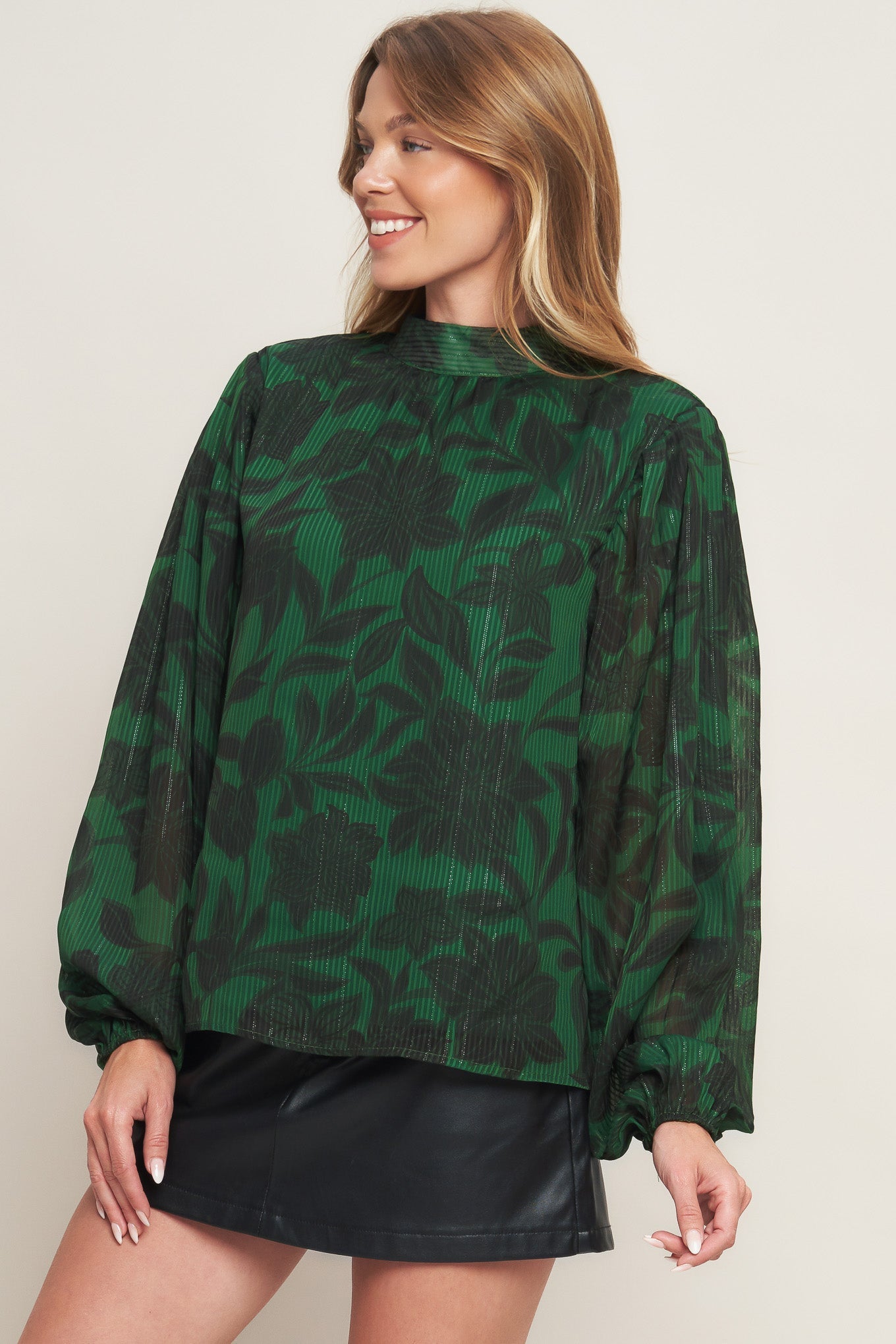 NOIR LEAF GREEN WOVEN TOP Flying Tomato