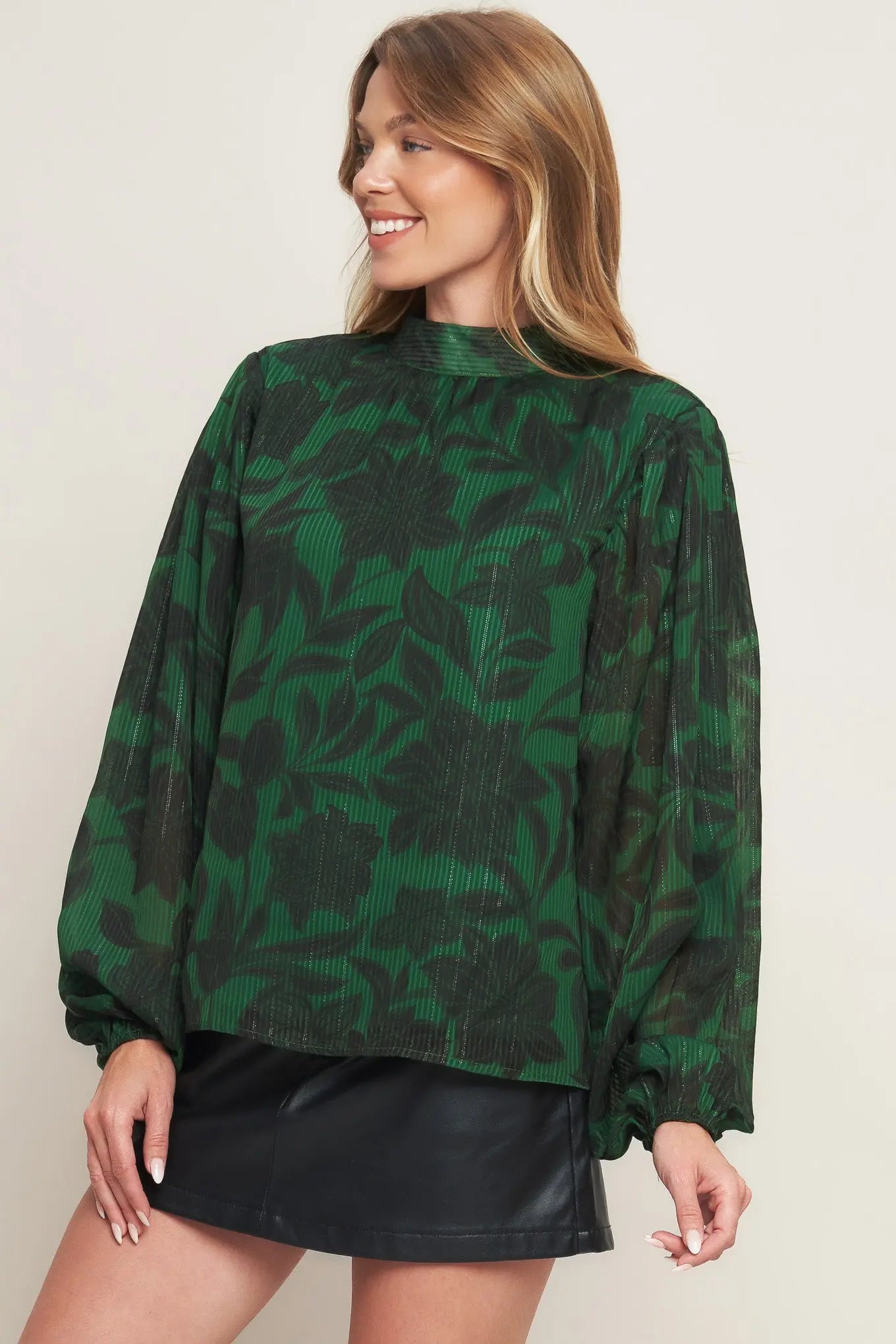 NOIR LEAF GREEN WOVEN TOP Flying Tomato