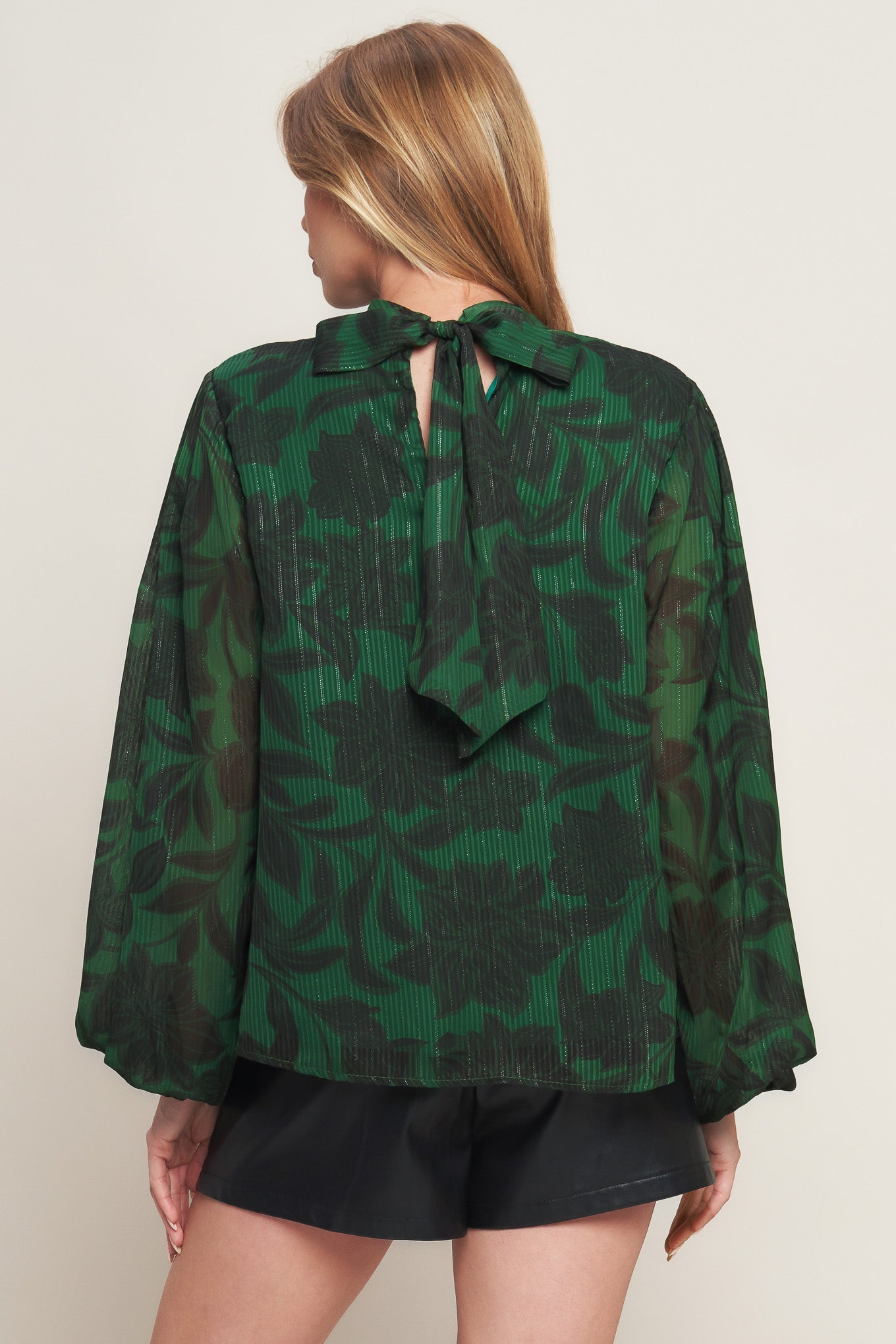 NOIR LEAF GREEN WOVEN TOP Flying Tomato