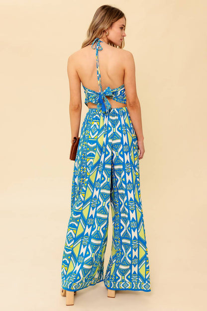STUN LIKE ME NAVY WOVEN TOP AND PANT SET