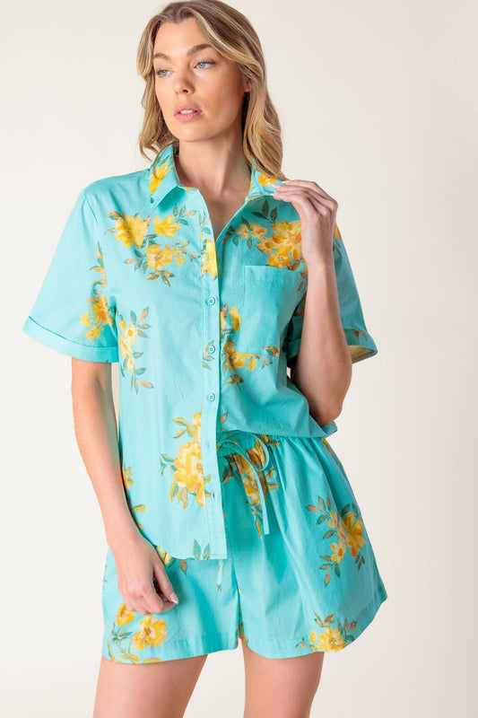 TREASURED TIMES WOVEN TOP AND SHORT SET Flying Tomato