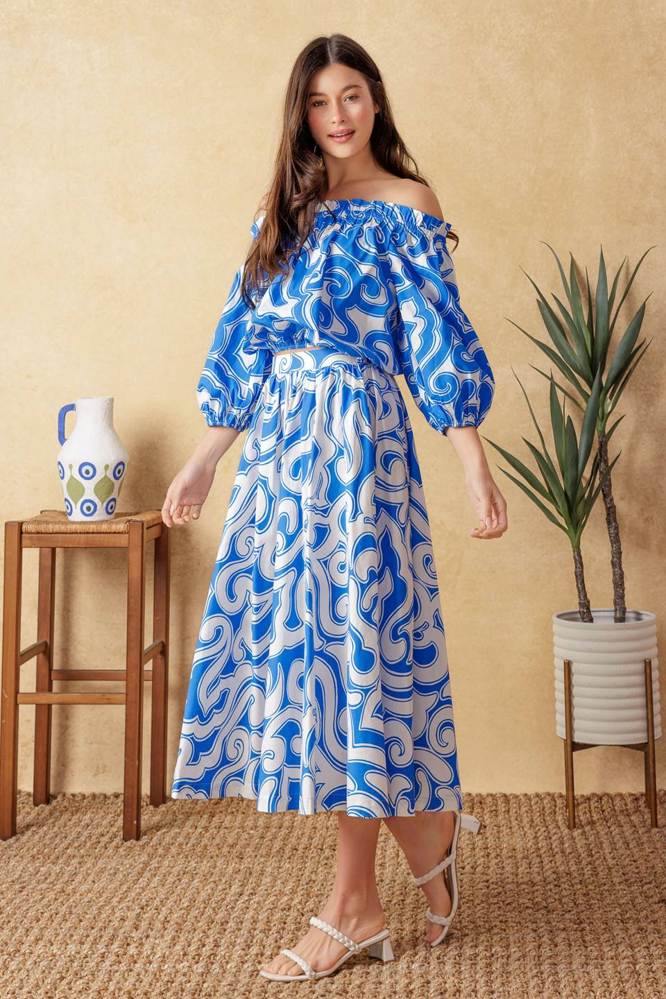 SUNSET SASHAY BLUE TOP AND SKIRT SET Flying Tomato