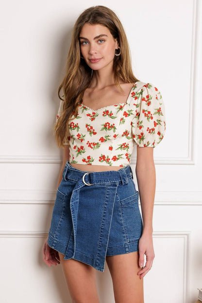 Sweetheart Lace-Trimmed Crop Top